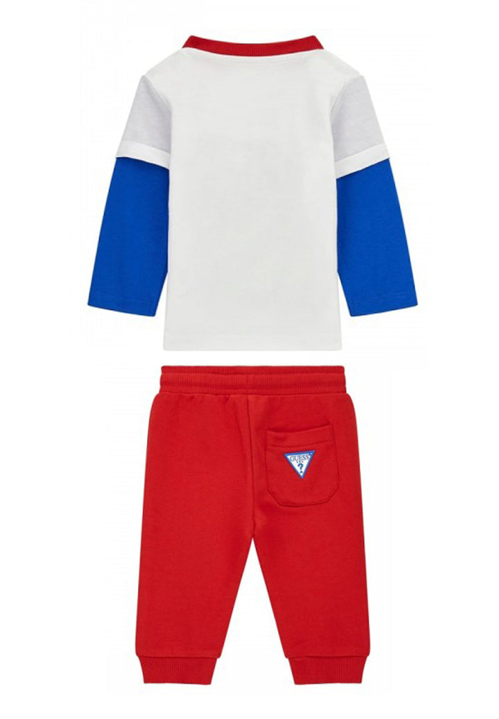 Weiß-rotes Sweatshirt-Set für Jungen