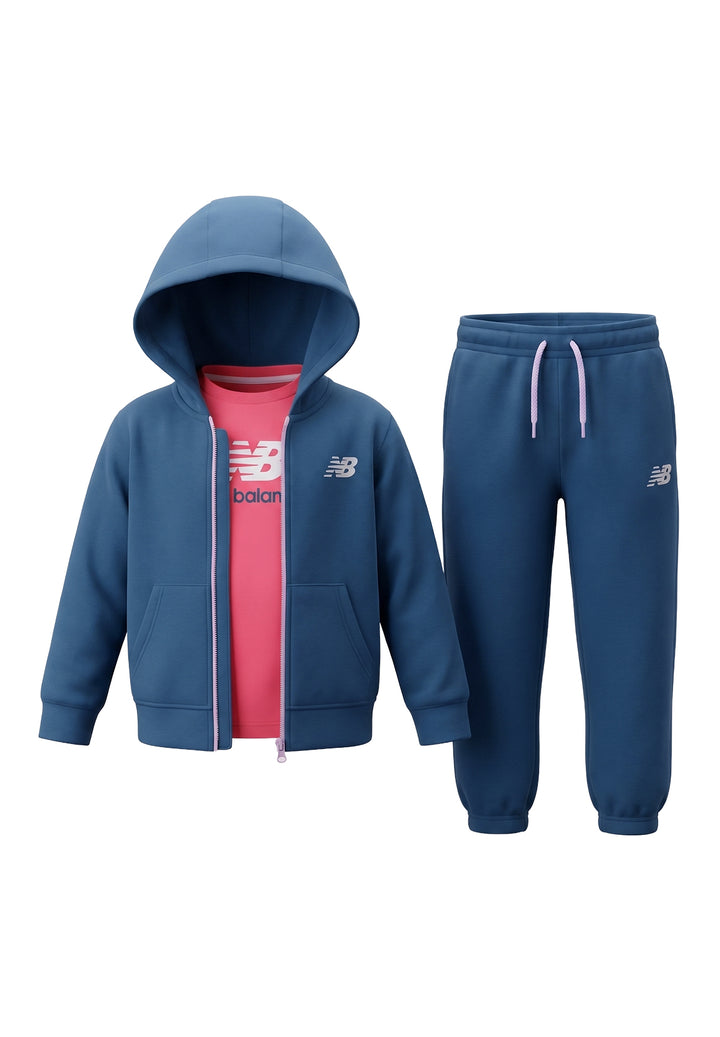 Completo felpa 3 pezzi blu per bambina