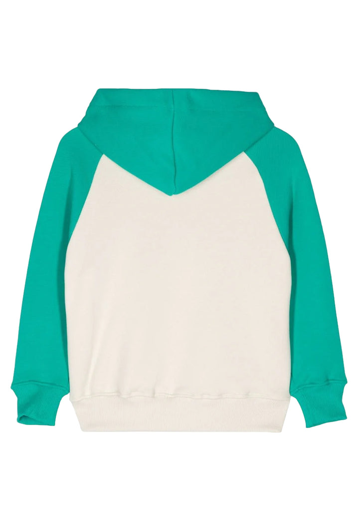 Felpa cappuccio crema-verde per bambino