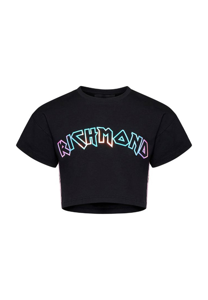 T-shirt cropped nera per bambina