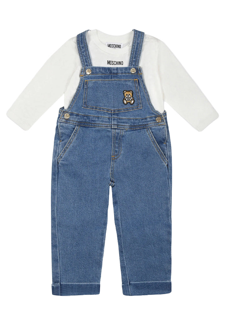 Completo blu denim-bianco per neonato