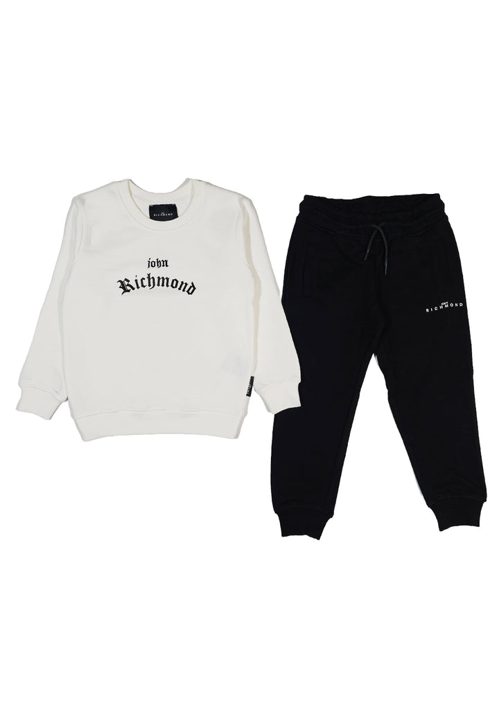 Weiß-schwarzes Sweatshirt-Set für Jungen