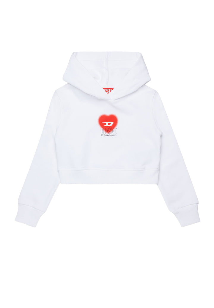 Sweat à capuche court blanc pour filles