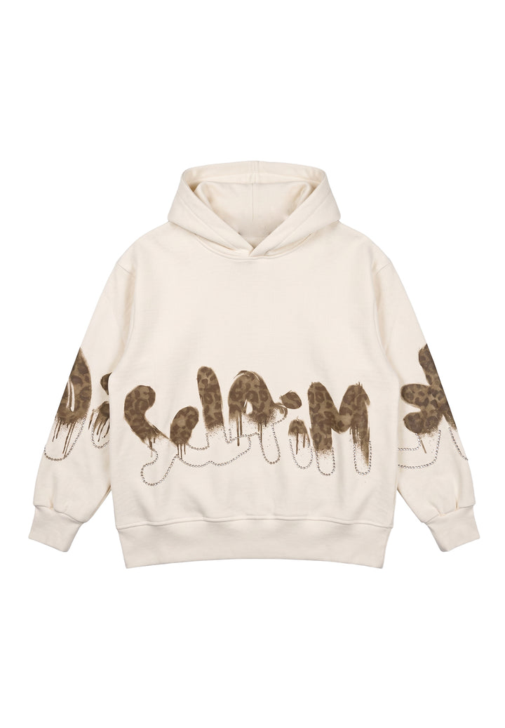Felpa cappuccio crema per bambina