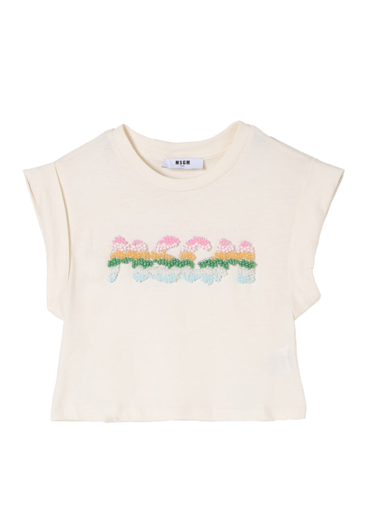 T-shirt crema per bambina