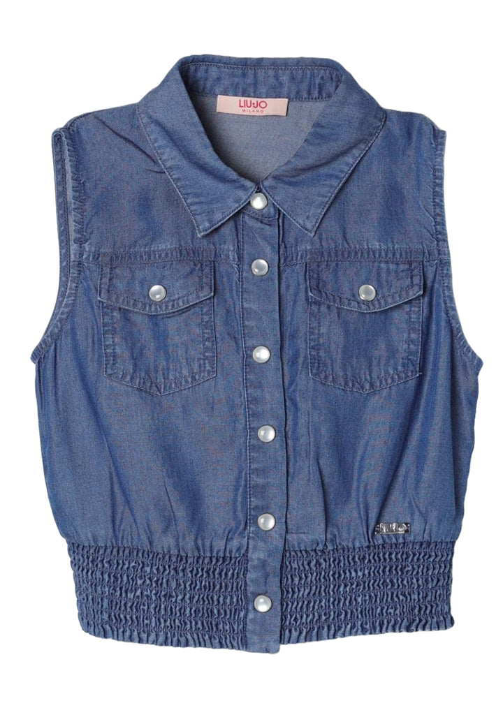 Camicia blu denim per bambina