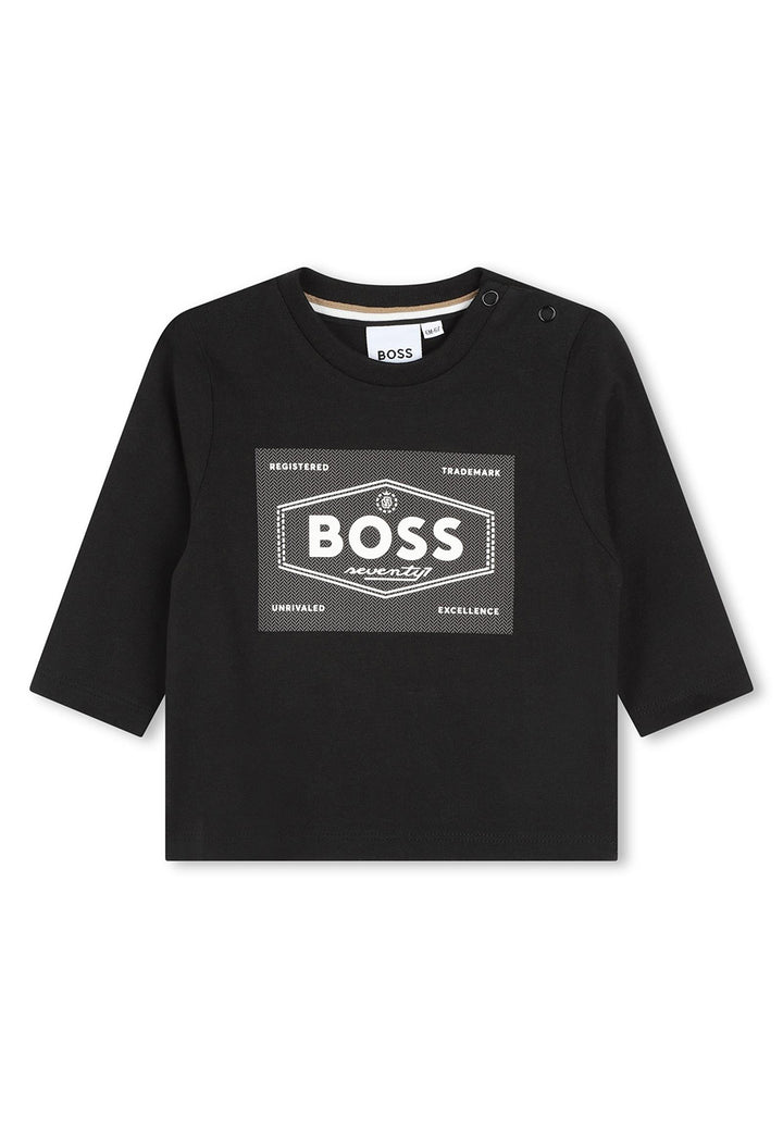 Black crew-neck sweatshirt for newborn