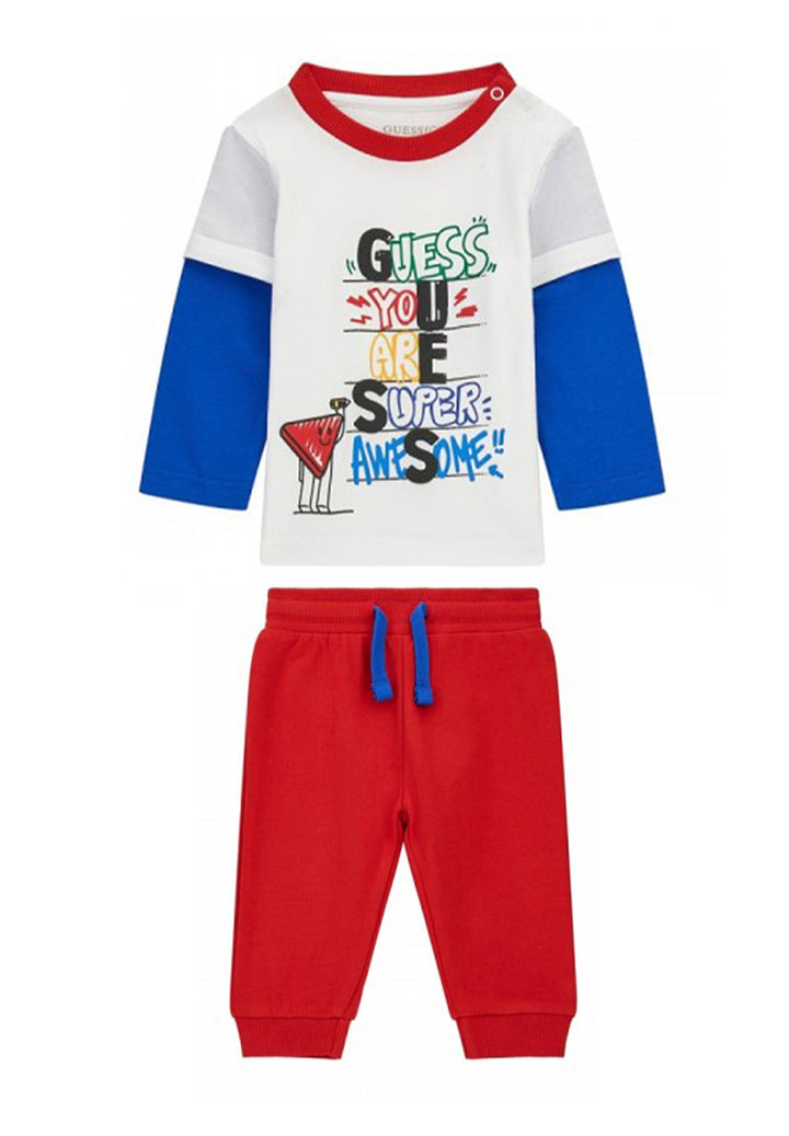 White-red sweatshirt set for children