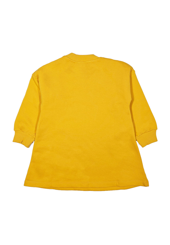 Yellow sweatshirt dress for baby girls