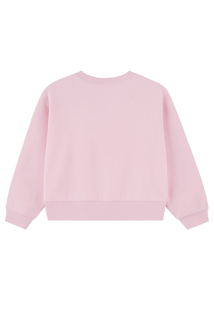 Felpa girocollo rosa per bambina