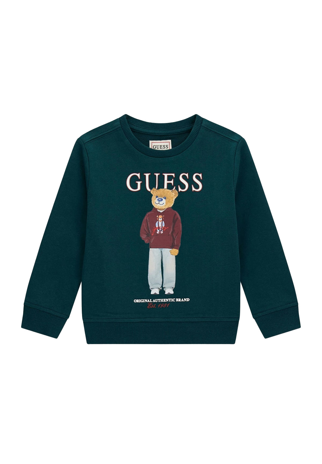 Felpa girocollo verde per bambino