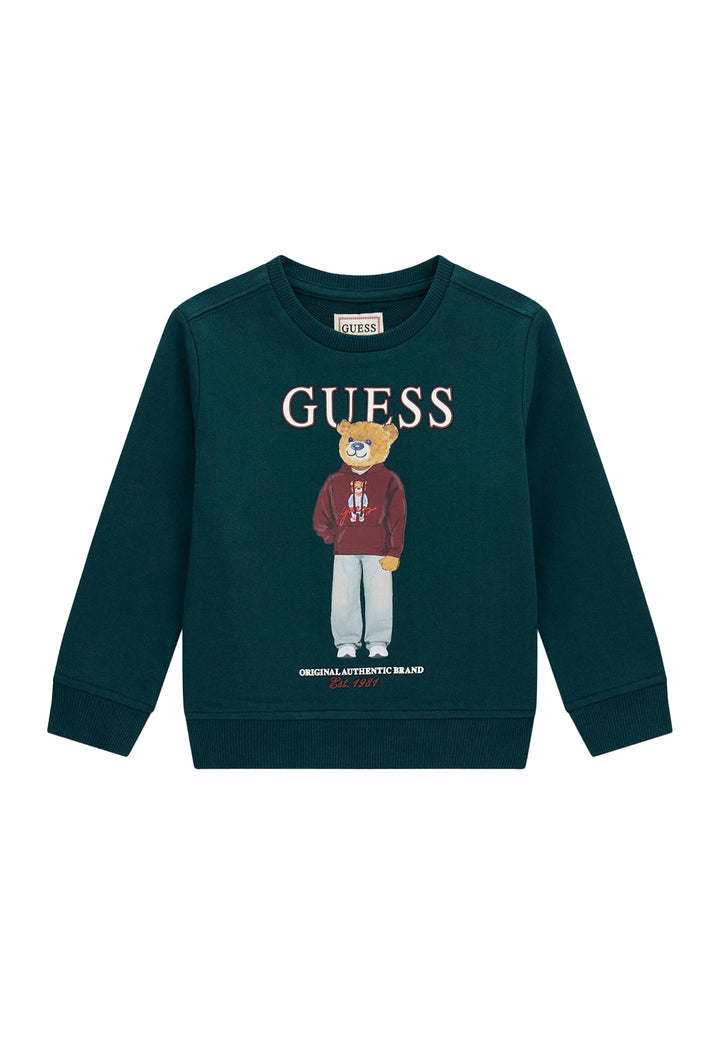 Felpa girocollo verde per bambino