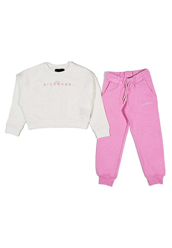 Weiß-rosa Sweatshirt-Set für Mädchen