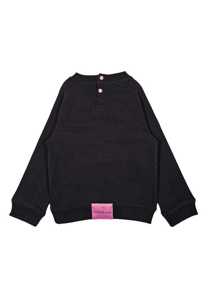 Black crew-neck sweatshirt for baby girl