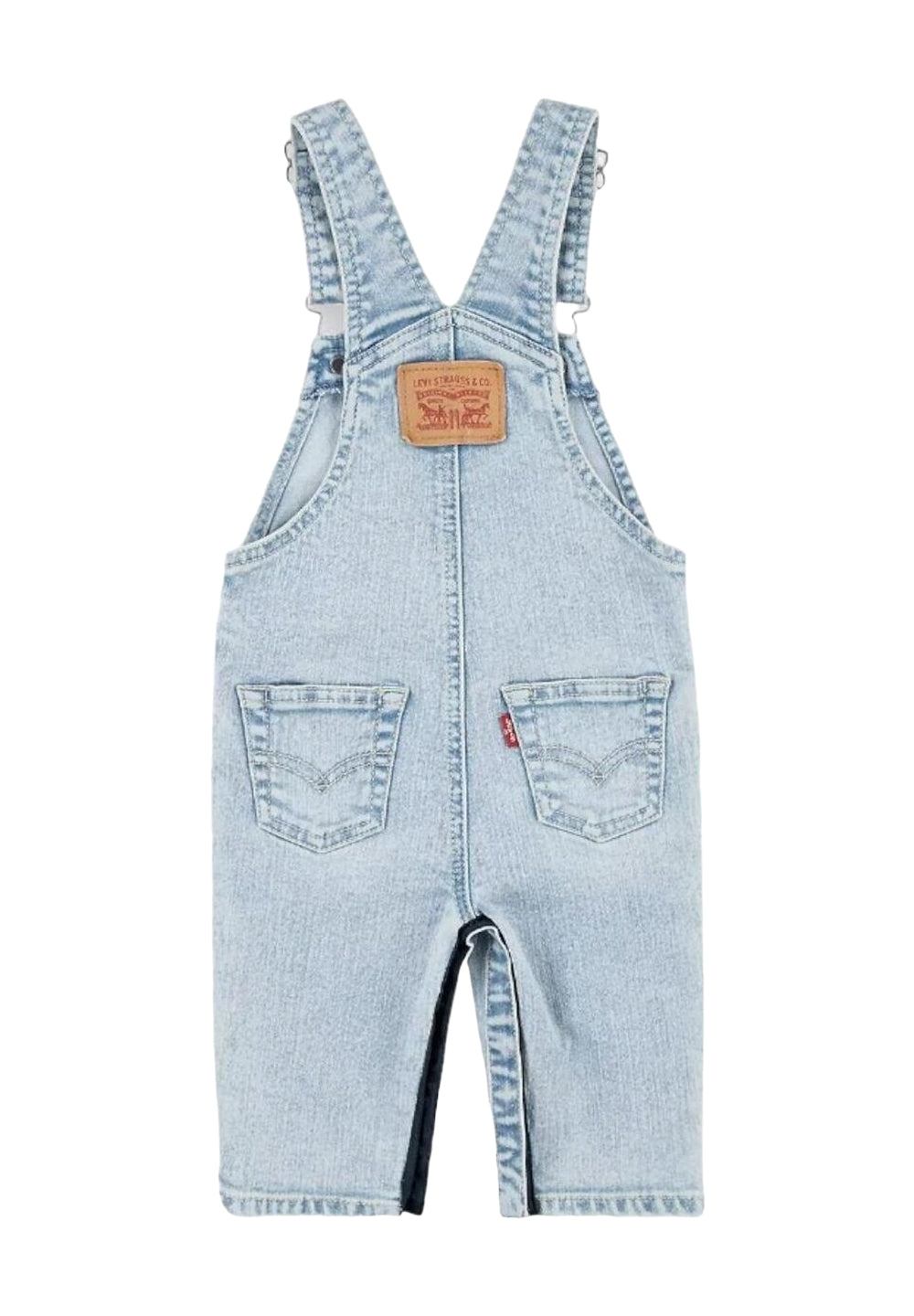 Salopette blu denim chiaro per neonato