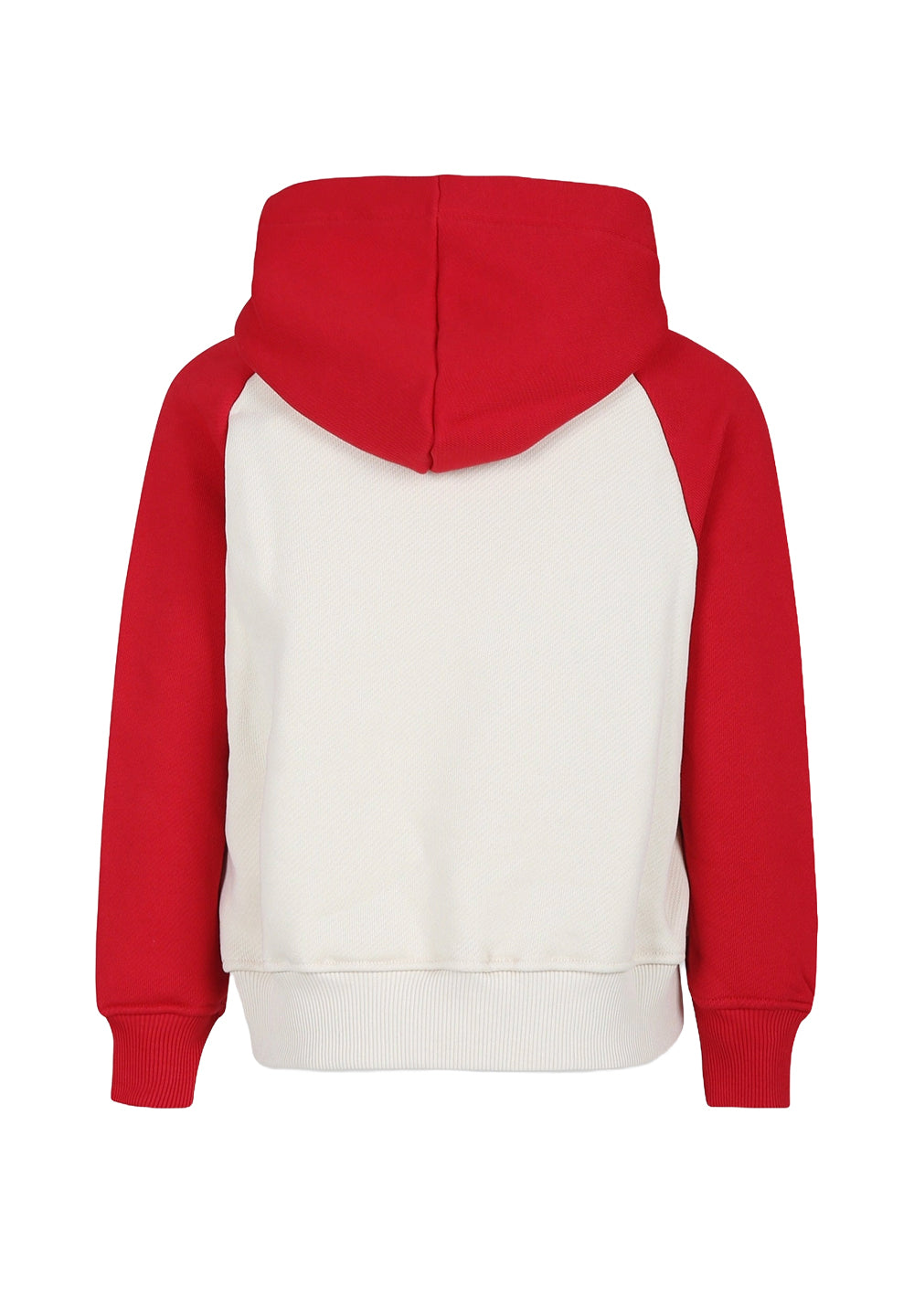 Felpa cappuccio crema-rosso per bambino