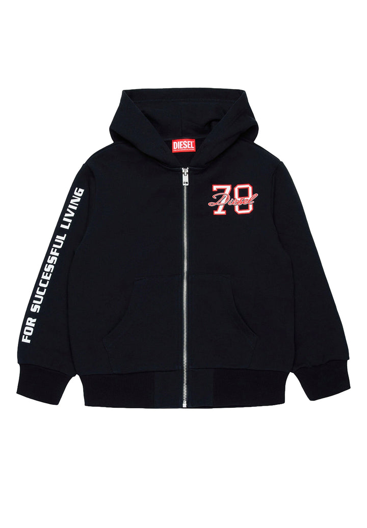 Felpa zip nera per bambino