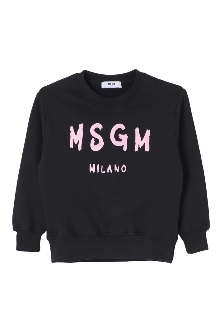 Felpa girocollo nera per bambina