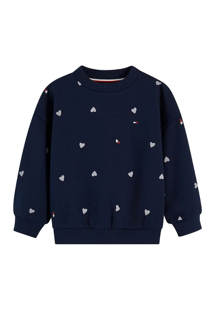 Felpa girocollo blu navy per bambina