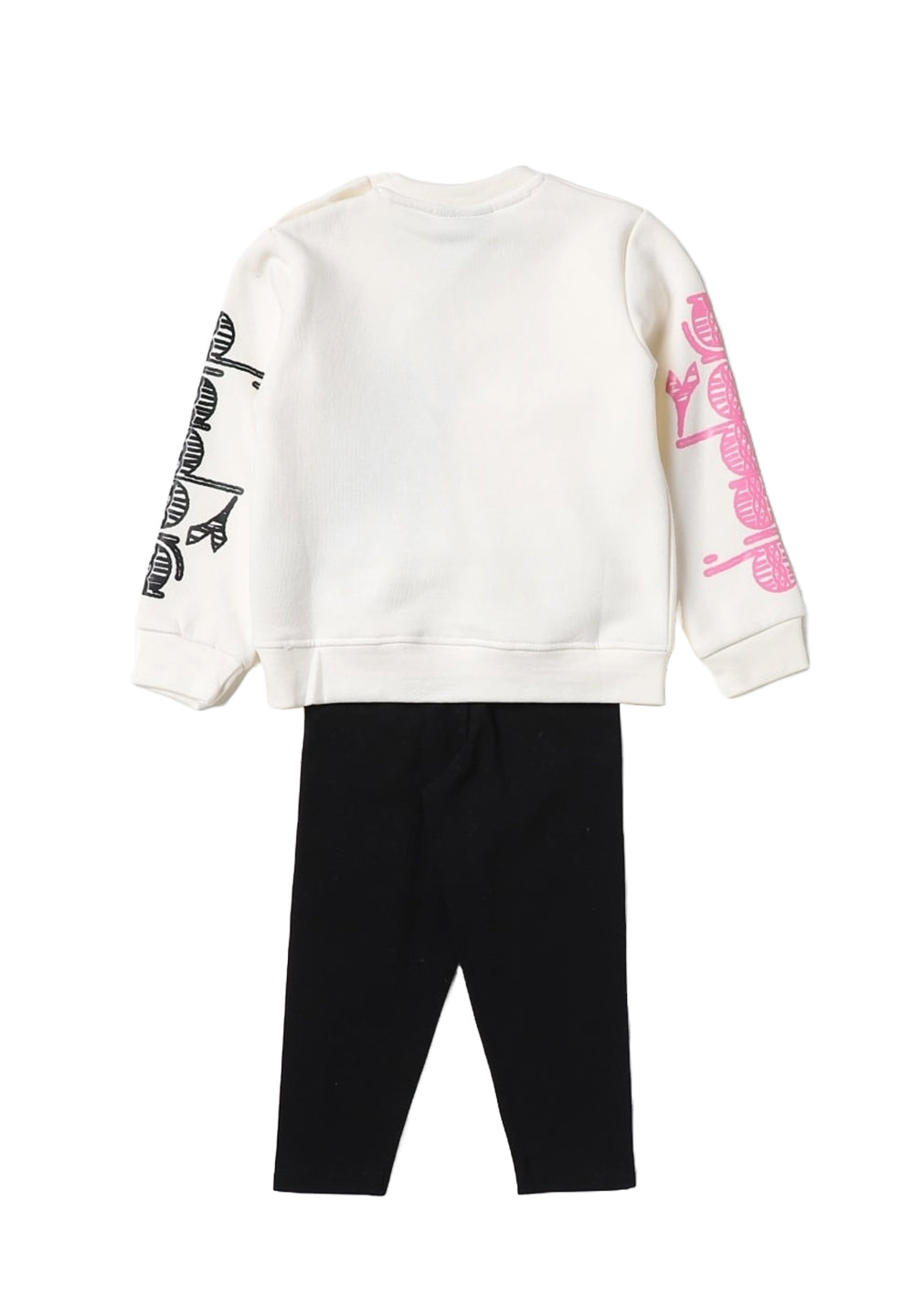 Weiß-schwarzes Sweatshirt-Set für Babymädchen