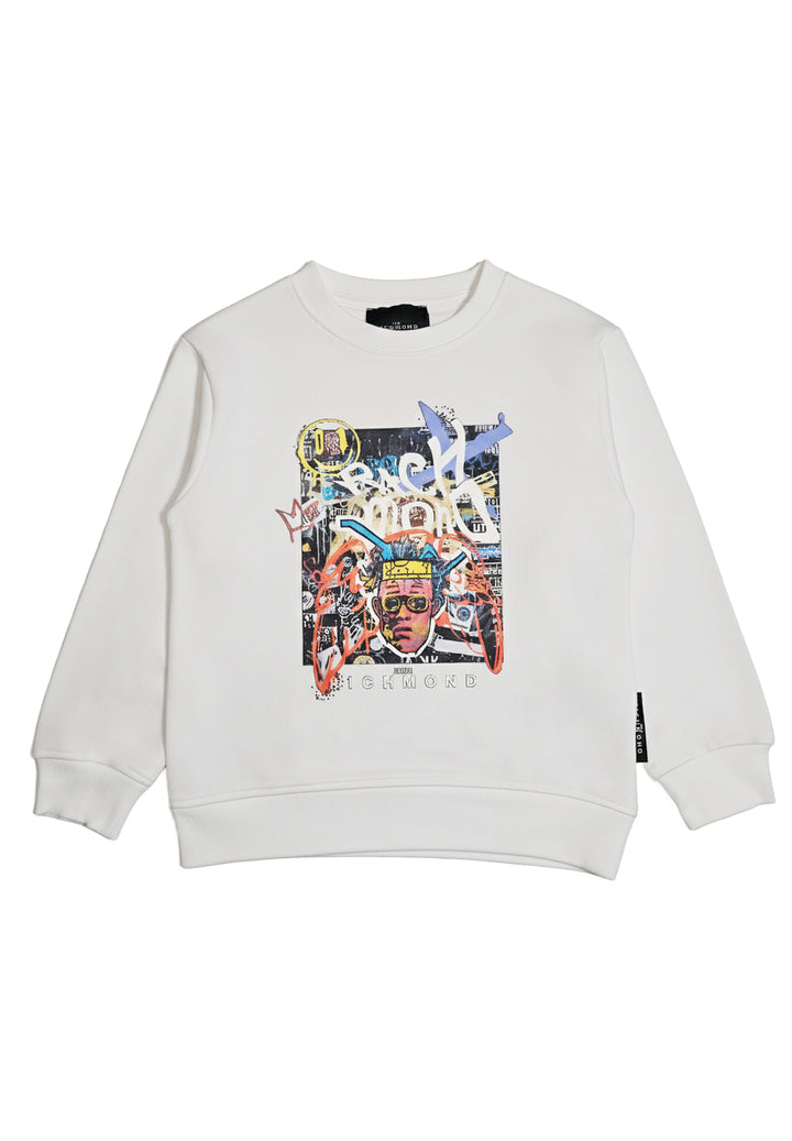 Felpa girocollo bianca per bambino