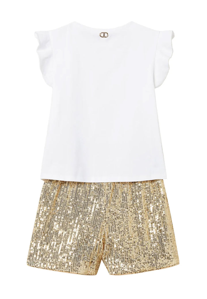 Completo bianco-oro per bambina