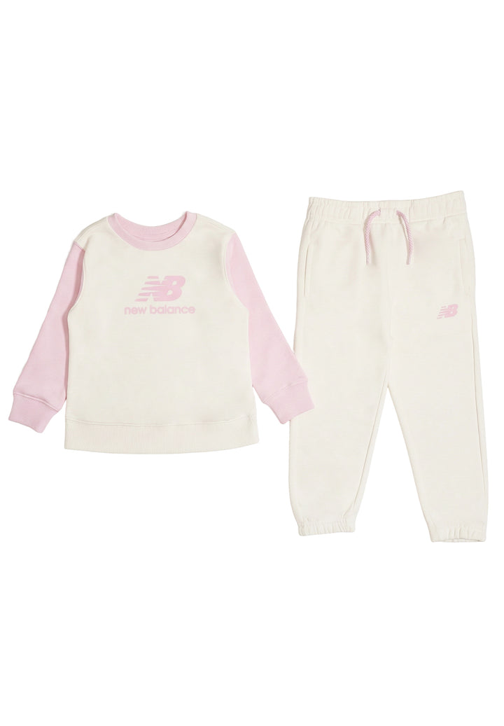 Completo felpa bianco-rosa per neonata