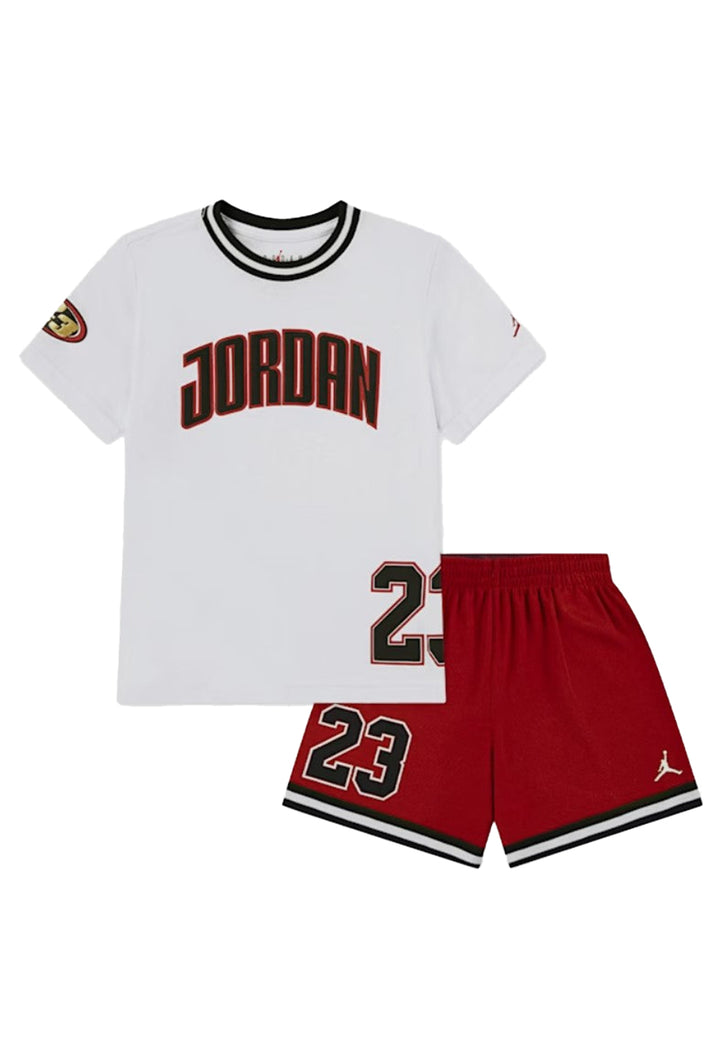 Completo bianco-rosso per bambino