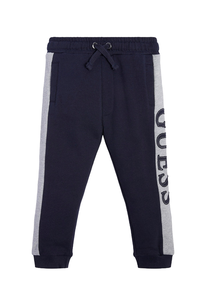 Pantalone felpa blu navy-grigio per neonato