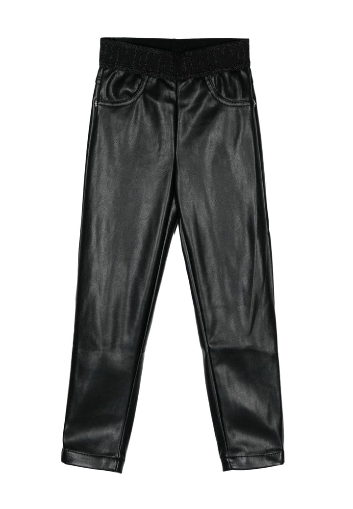 Leggings ecopelle nero per bambina