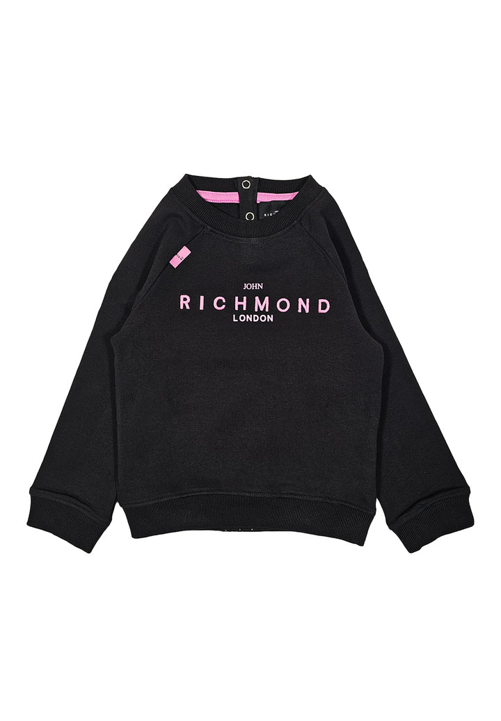 Black crew-neck sweatshirt for baby girl