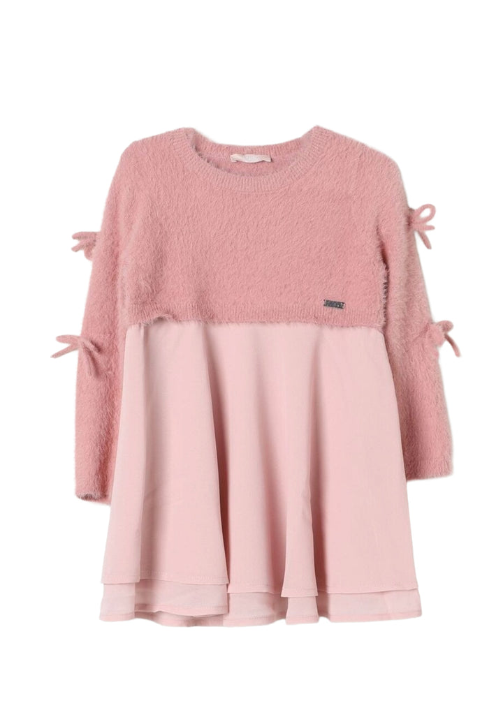 Vestito maglia rosa per bambina