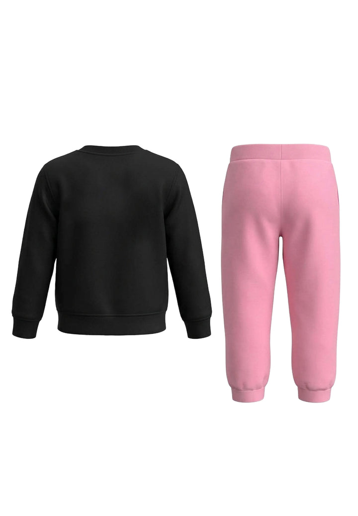 Completo felpa nero-rosa per bambina