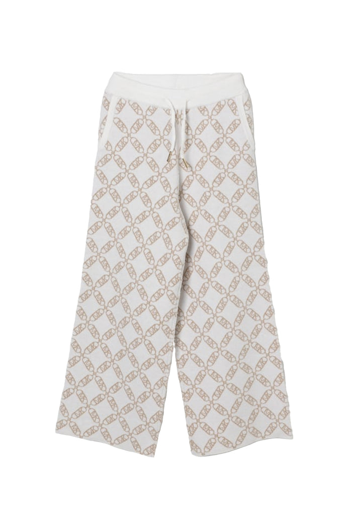Pantalone in maglia crema per bambina