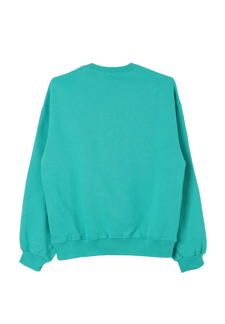 Felpa girocollo verde per bambina