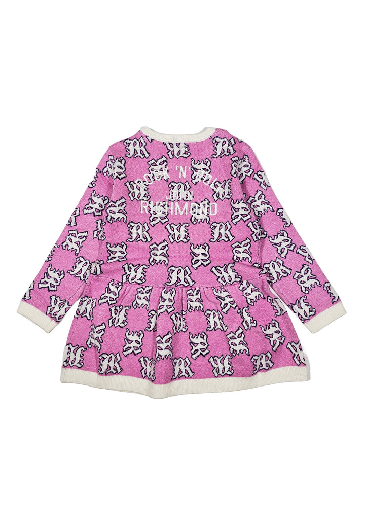 Vestito maglia rosa per bambina