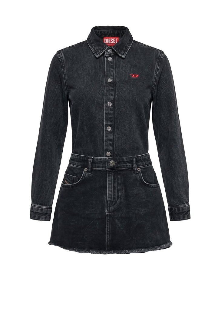 Vestito denim nero per bambina
