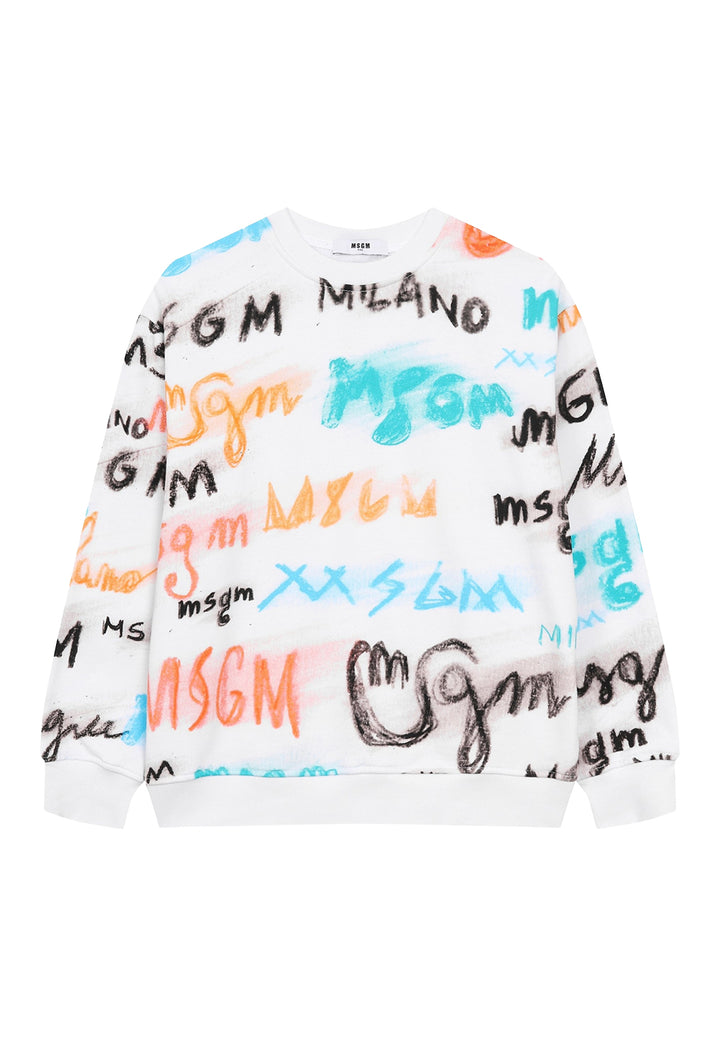 Felpa girocollo bianca per bambino