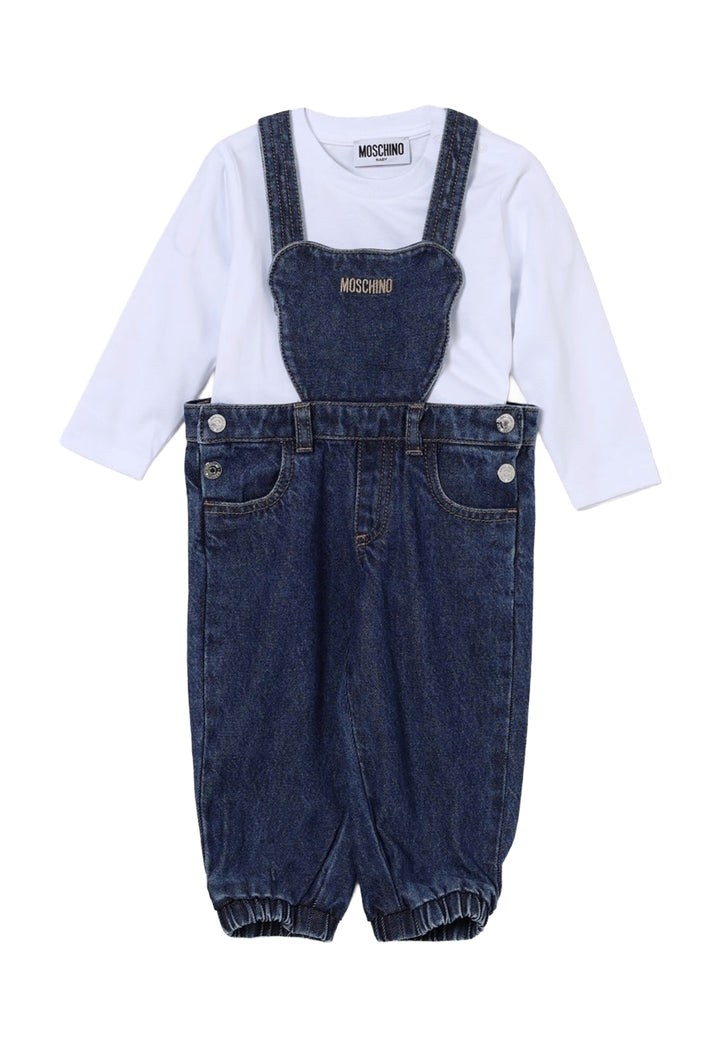 Completo salopette blu denim per bambino