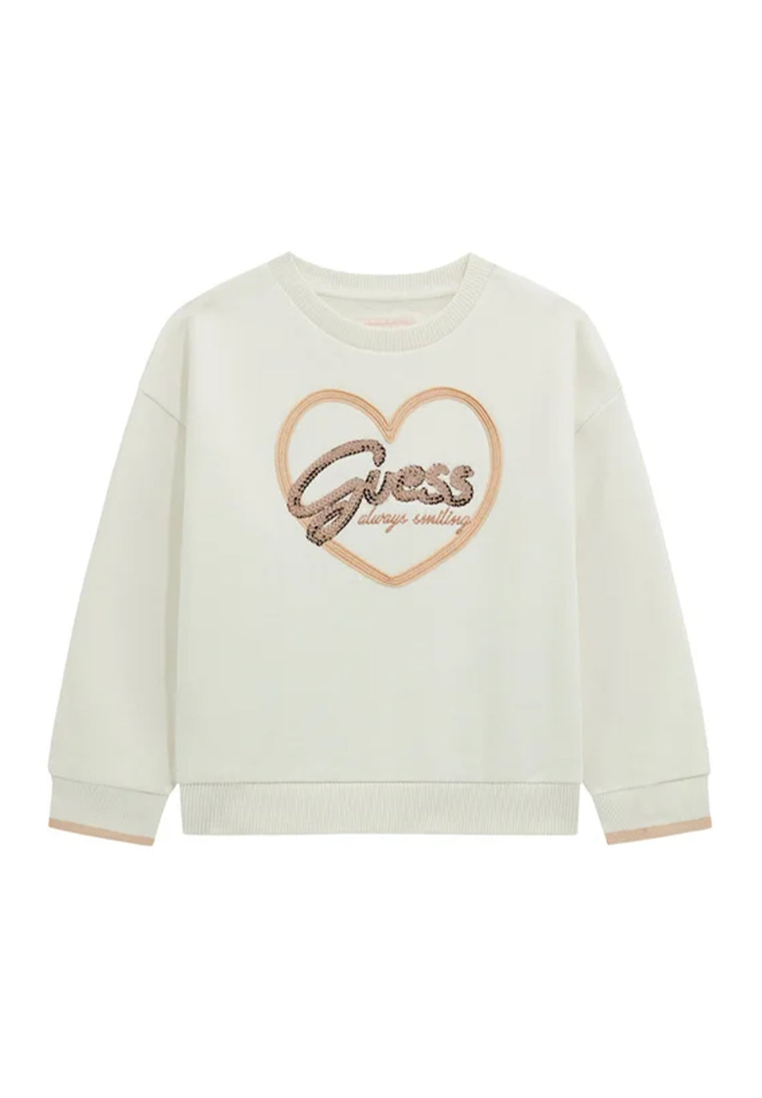 Felpa girocollo beige per neonata