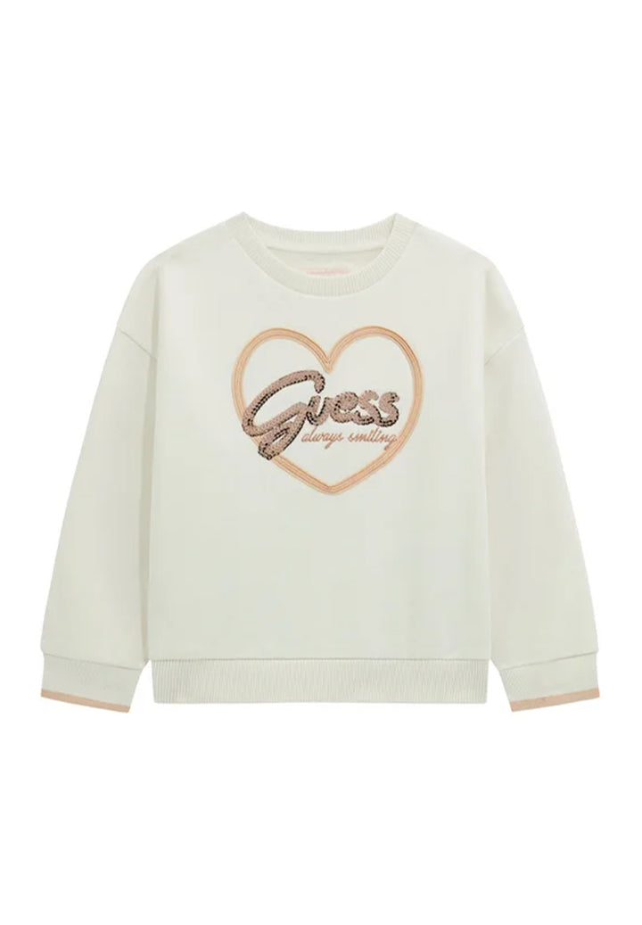 Felpa girocollo beige per neonata