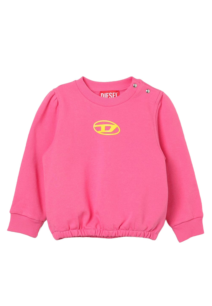 Felpa girocollo fuxia per bambina