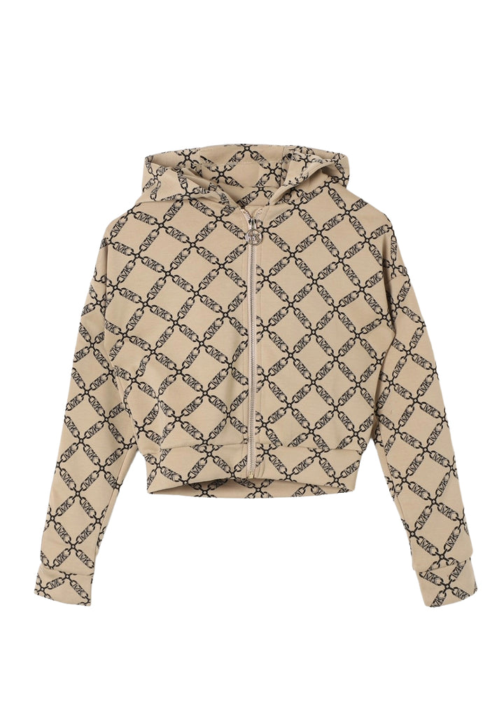Felpa zip beige per bambina