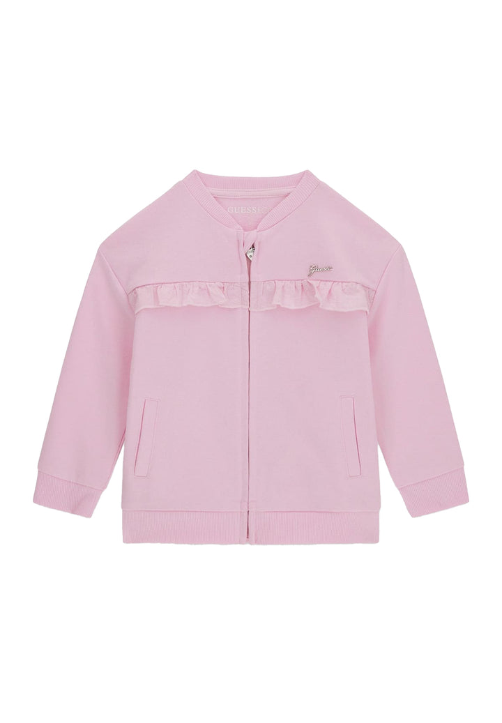 Felpa zip rosa per bambina