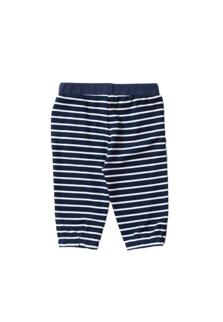 Pantalone felpa blu-bianco per neonata