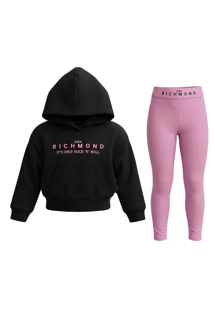 Completo felpa nero-rosa per bambina