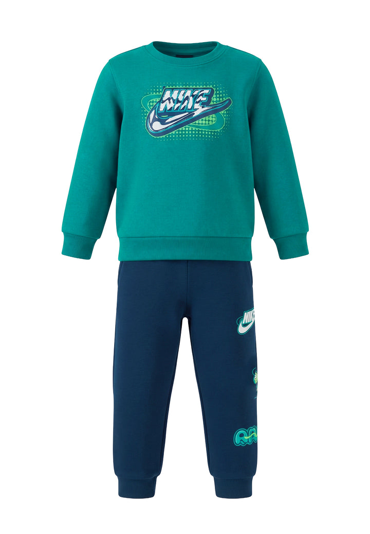 Completo felpa verde-blu per bambino