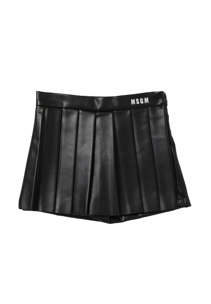 Black eco-leather shorts for girls