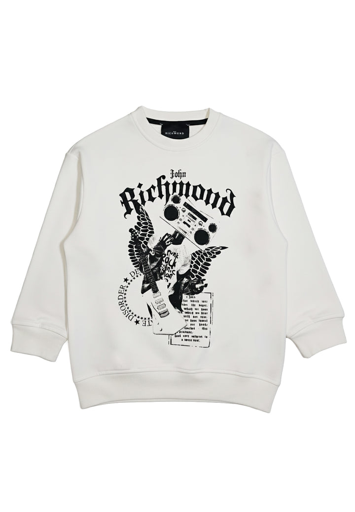 Weißes Sweatshirt mit Rundhalsausschnitt für Jungen