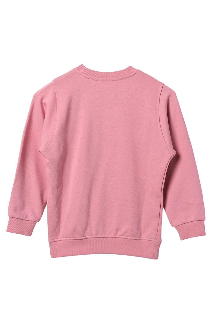Felpa girocollo rosa per bambina